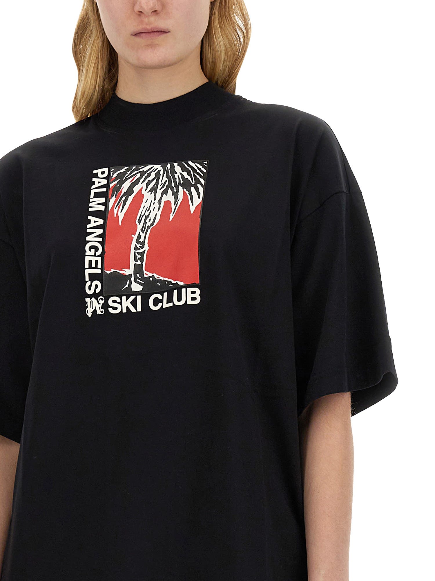 Shop Palm Angels Palm Soft Fit T-shirt Ski Club In Nero