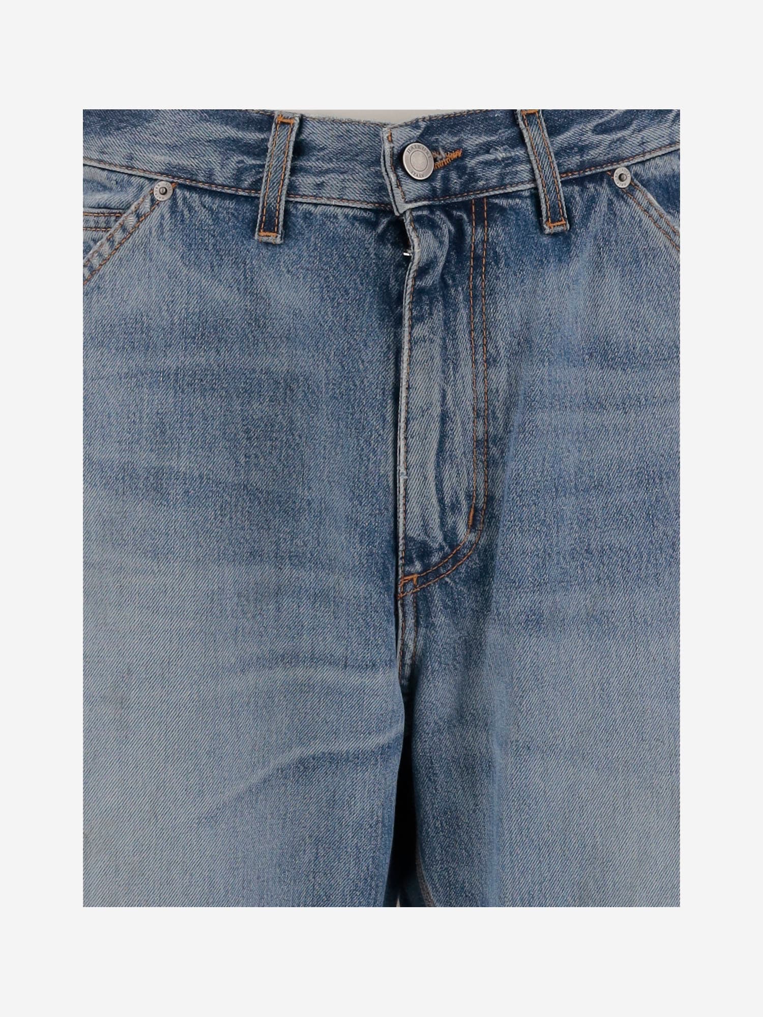 Haikure Contrast-stitching Cotton Jeans In Blue