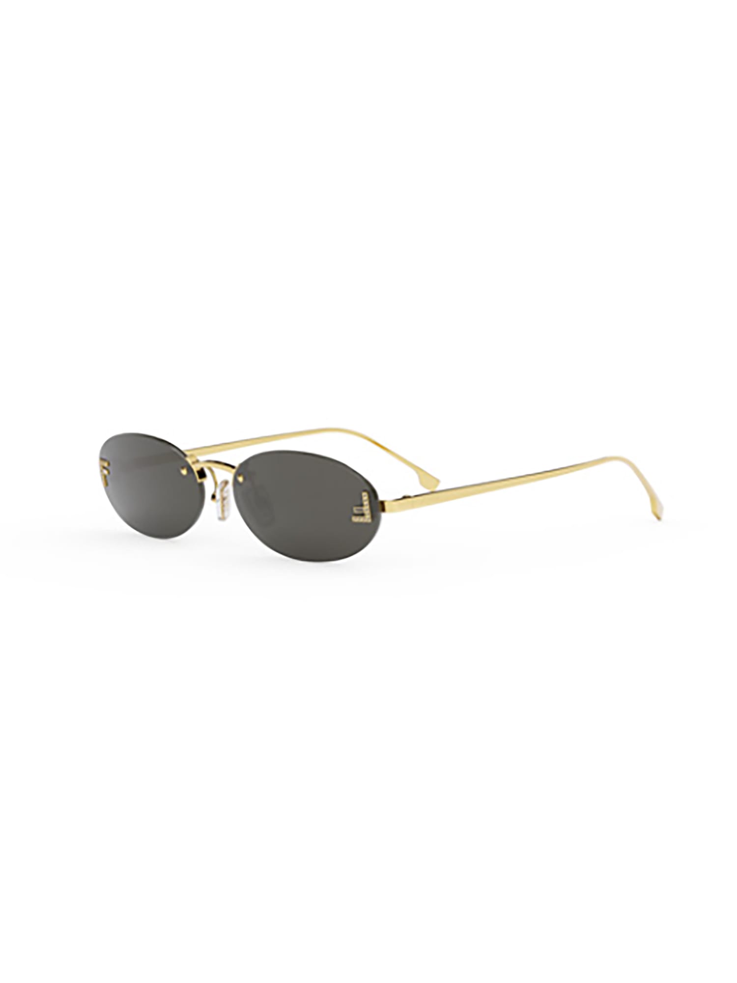 Fendi Fe4075us Oval-frame Metal Sunglasses In Gold