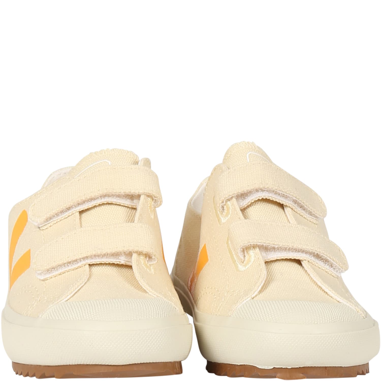 Shop Veja Ivory Sneakers For Kids With Logo