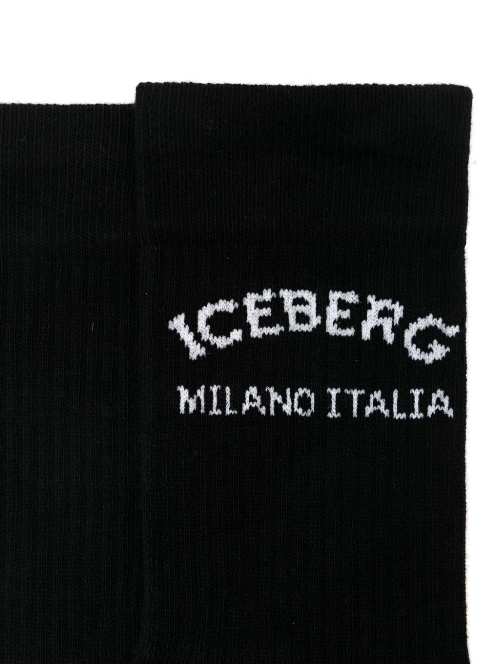 Iceberg Logo Socks In Black