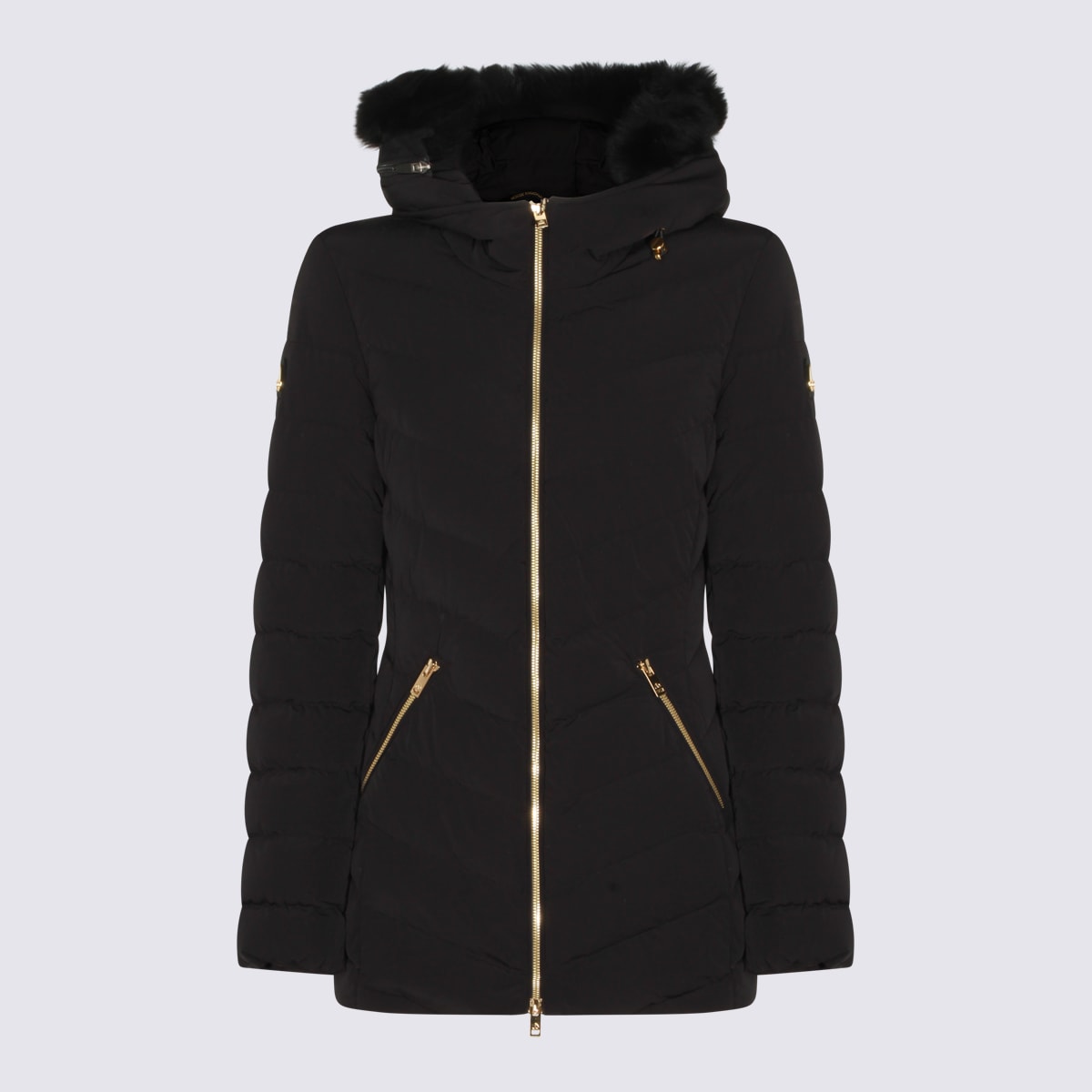 Moose Knuckles Black Nylon Down Jacket In Multi