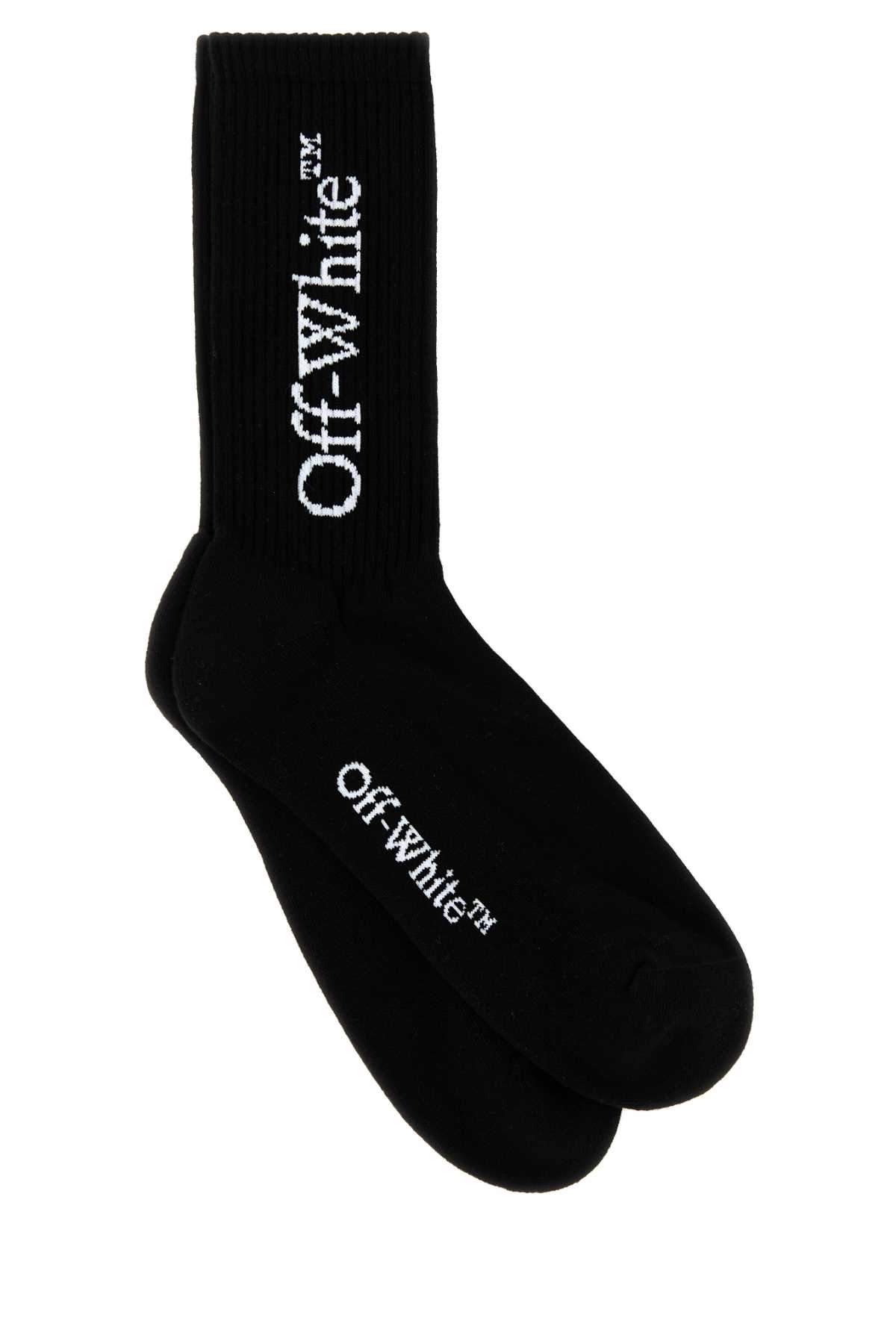Off-white Black Stretch Cotton Blend Socks In 1001