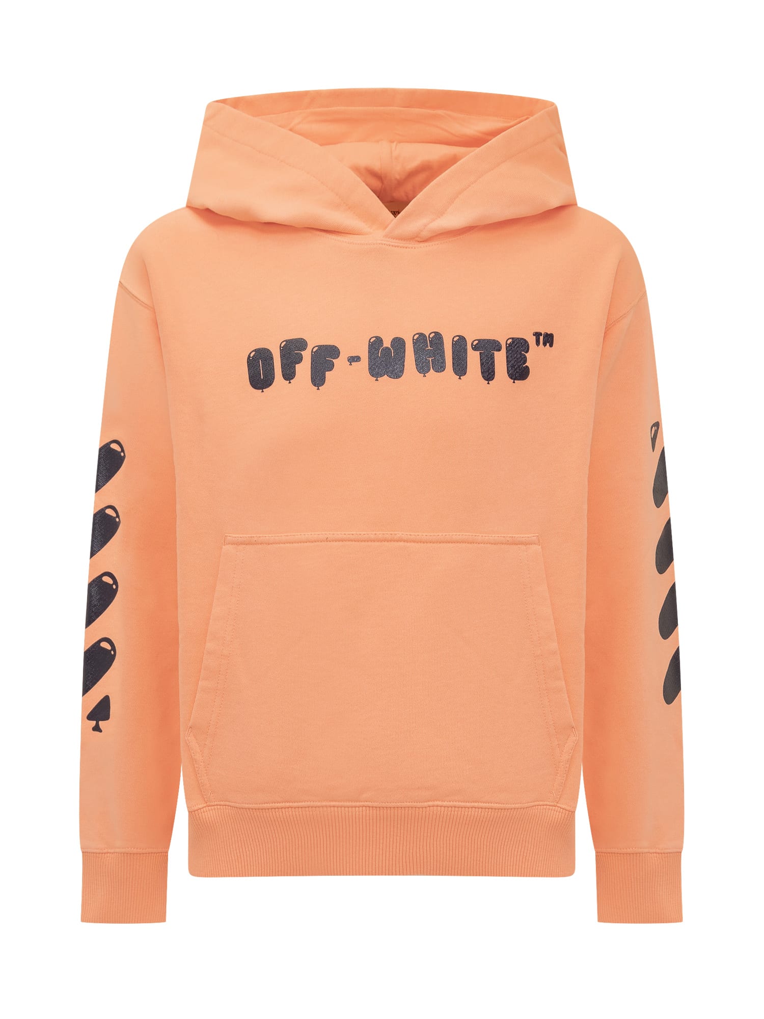 Off-white Logo-print Cotton Hoodie In Melon Navy