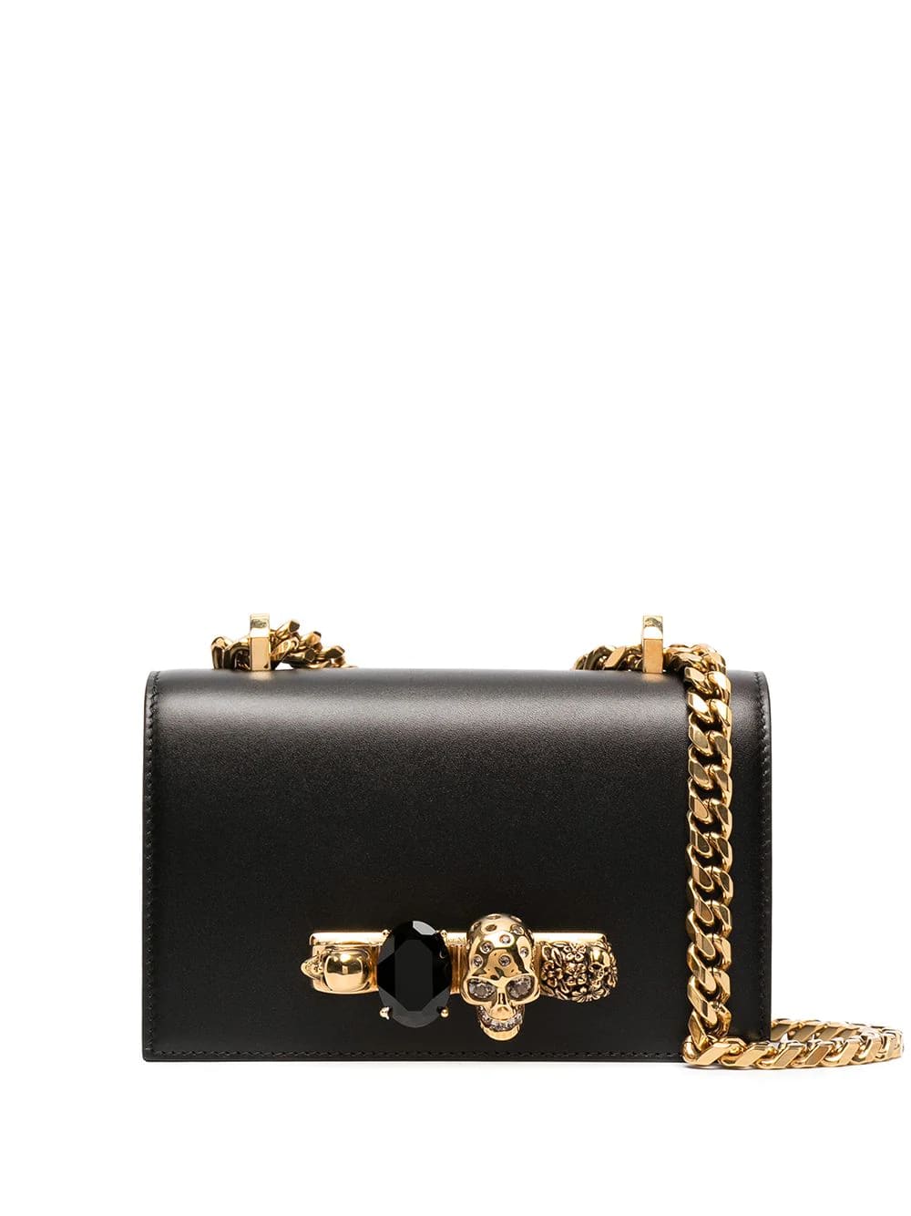 Alexander McQueen Black And Gold Mini Jeweled Satchel Bag