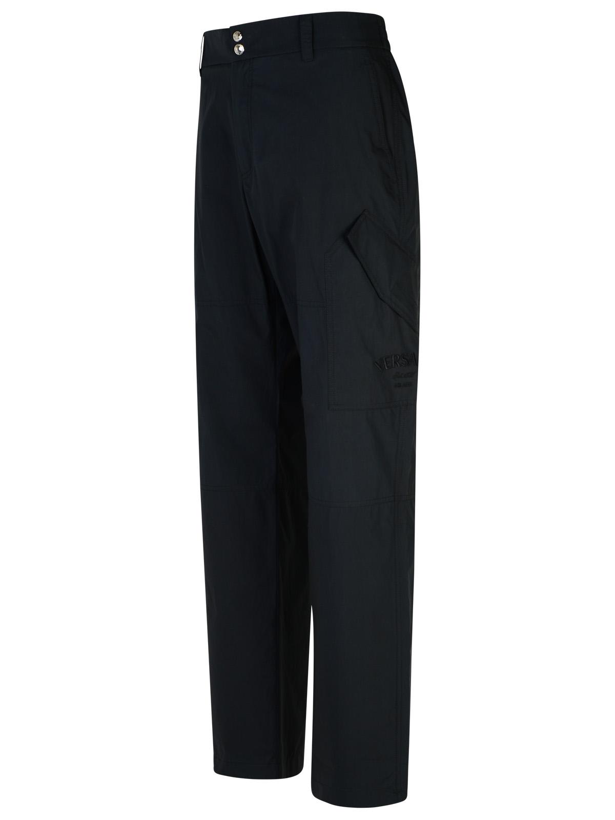 Shop Versace Black Cotton Trousers