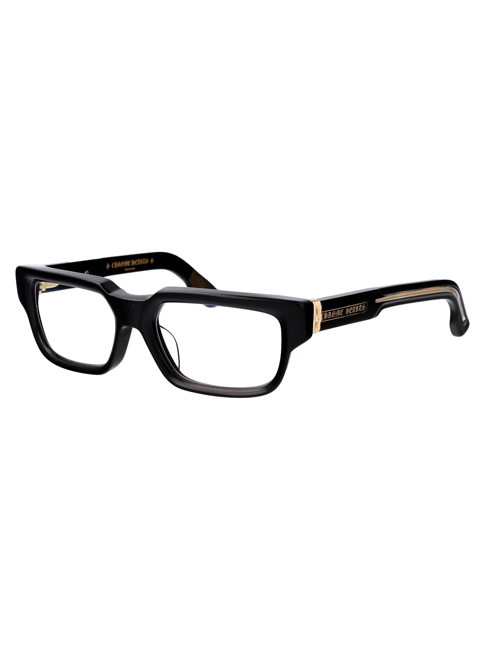 Shop Chrome Hearts 2 Thick Glasses In Black-18kgp