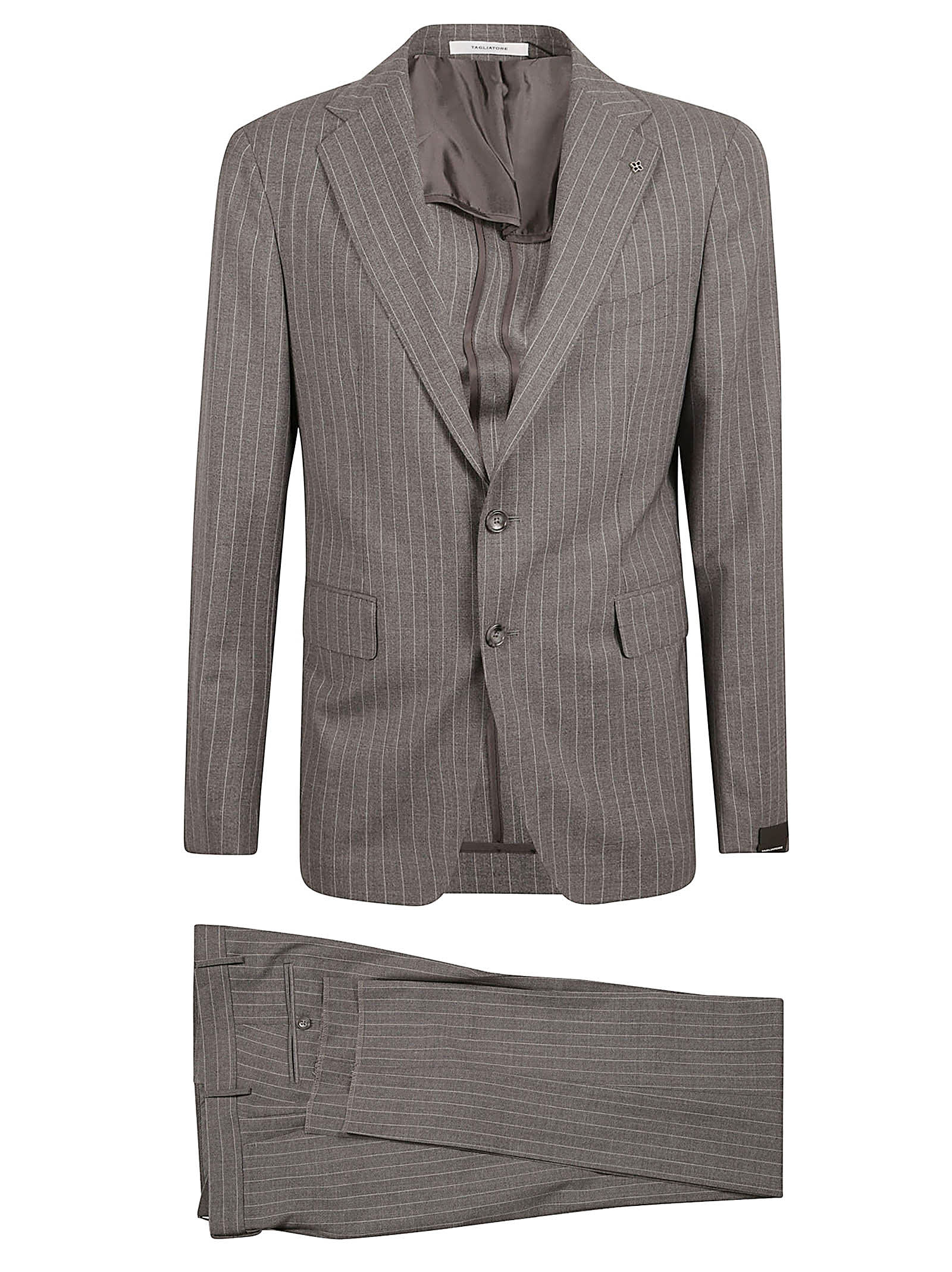 Shop Tagliatore Pinstripe Suit In Grey