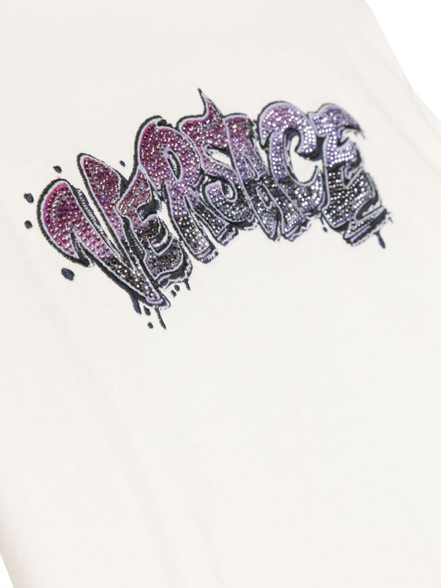 Shop Versace Logo Hoodie In White