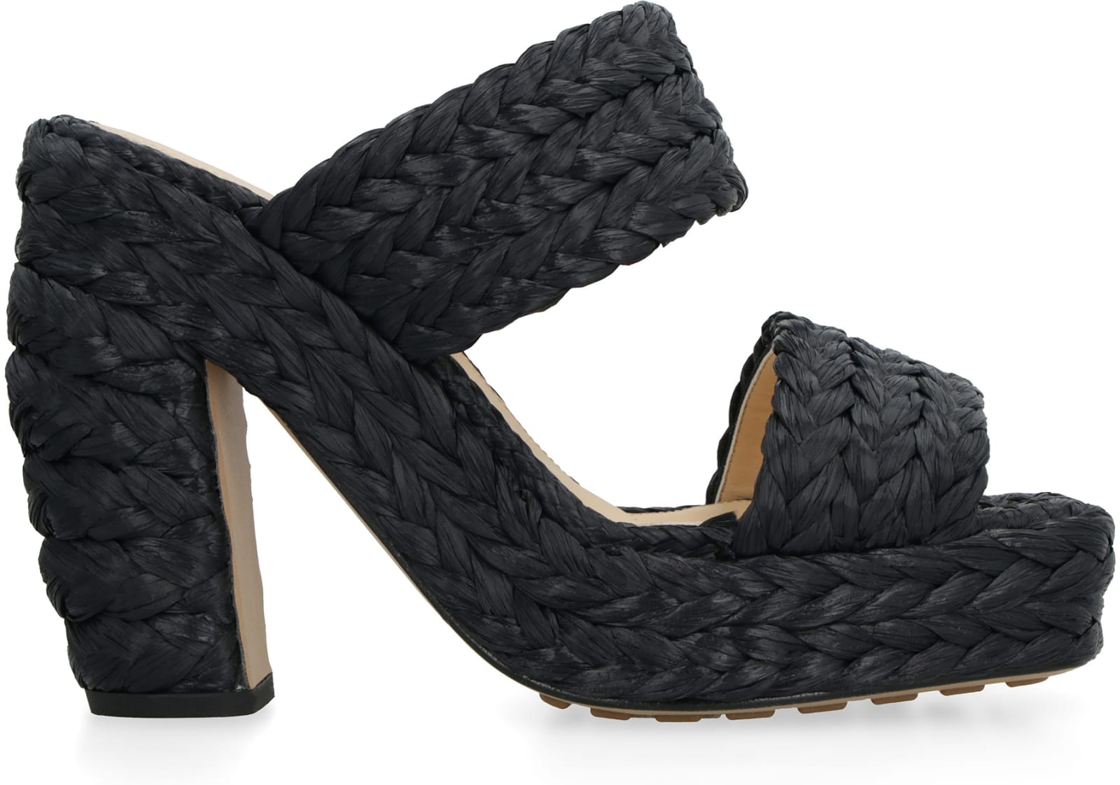 Shop Bottega Veneta Canalazzo Raffia Mules In Black