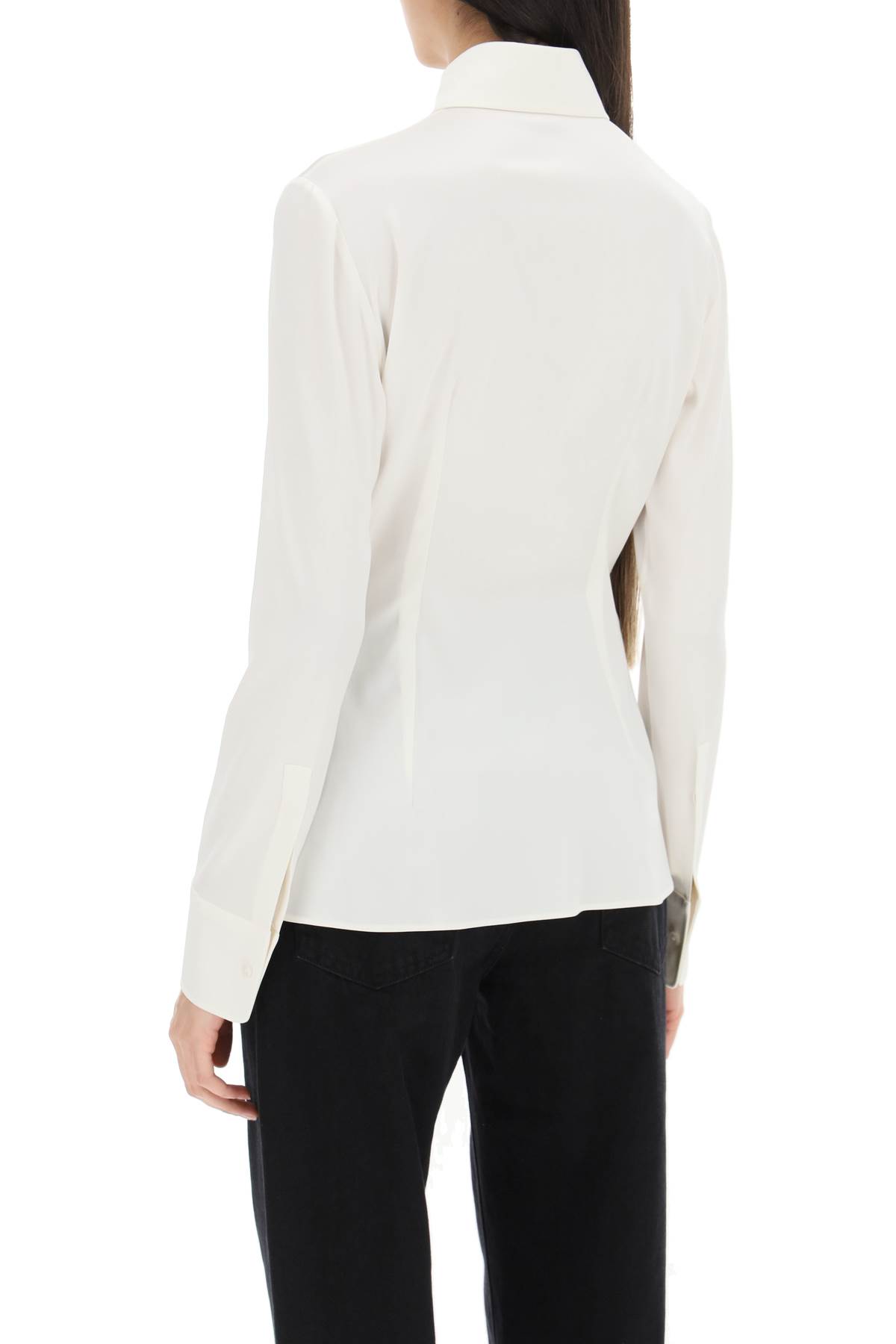 Shop Dolce & Gabbana Shirt In Silk Satin In Bianco