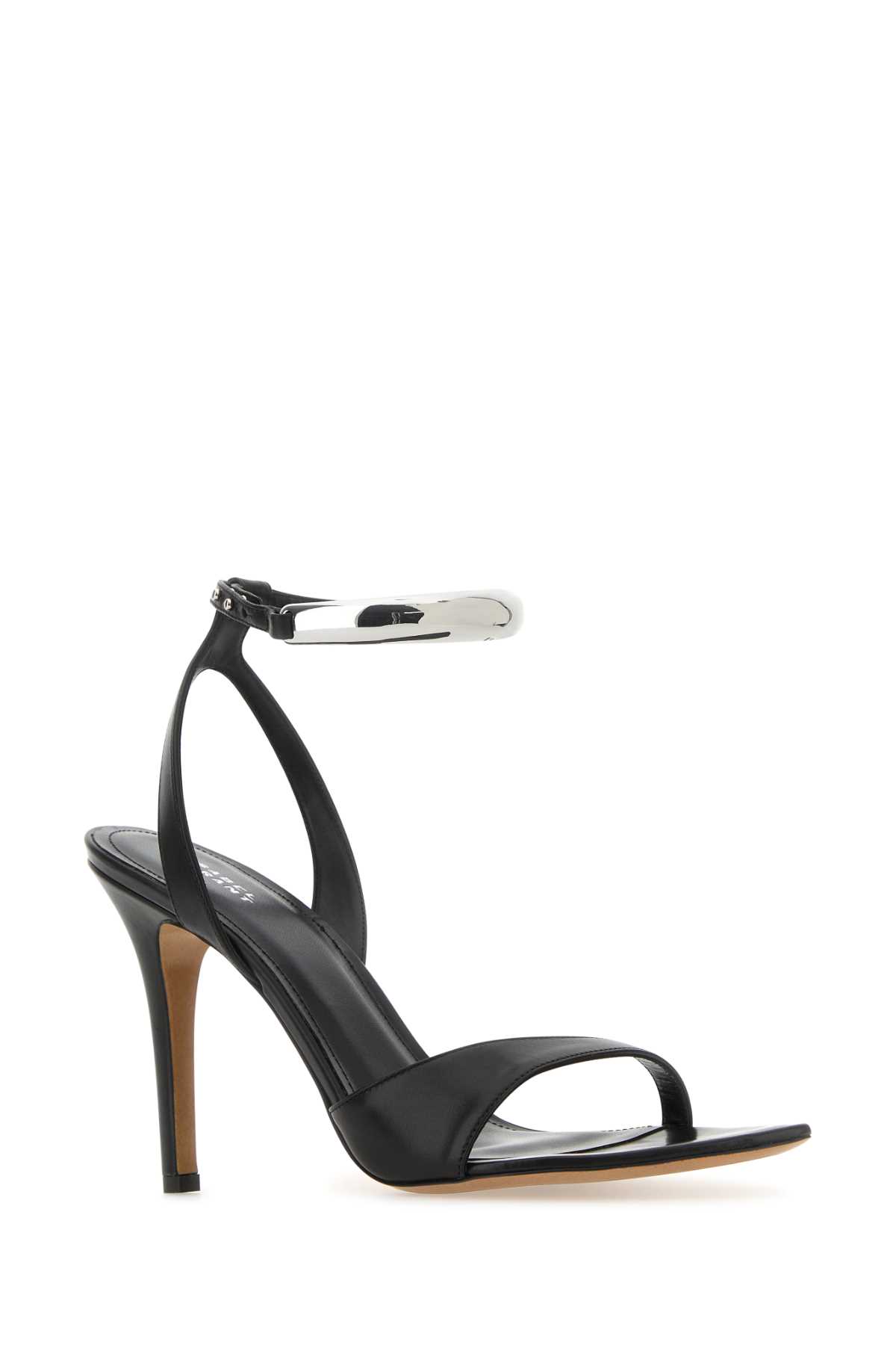 Shop Isabel Marant Black Leather Yluan Sandals In Blacksilver