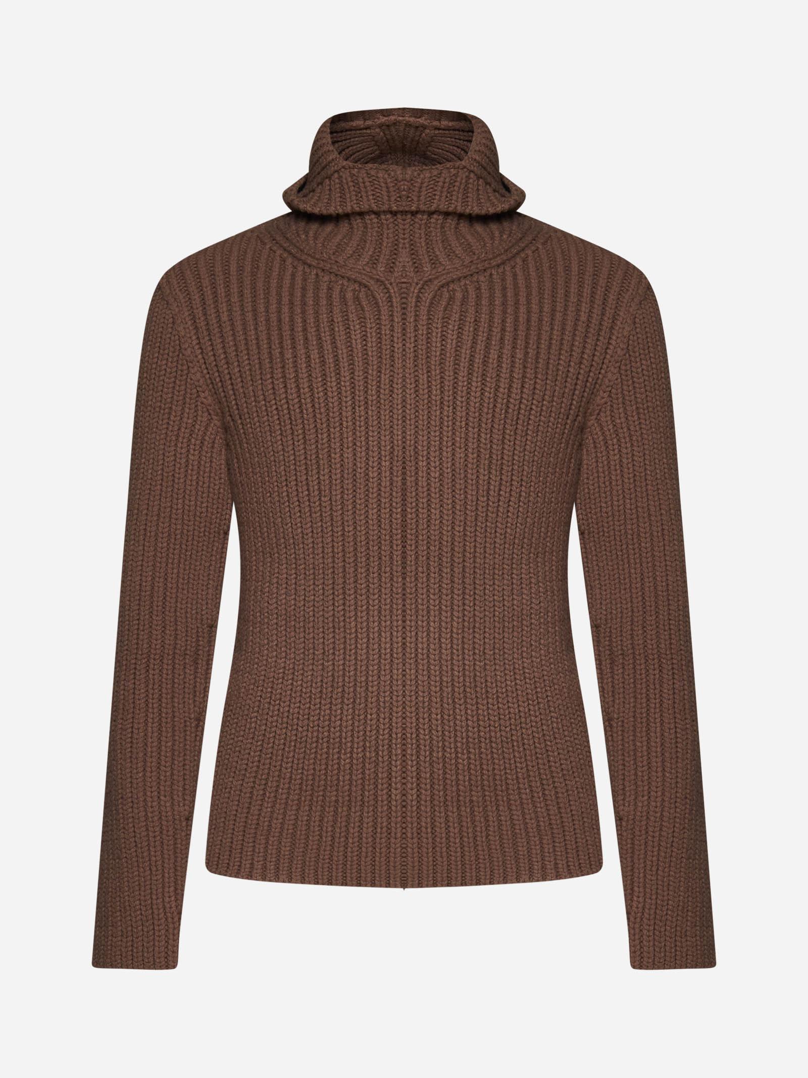 Shop Lanvin Wool And Cashmere Hooded Sweater In Chestnut