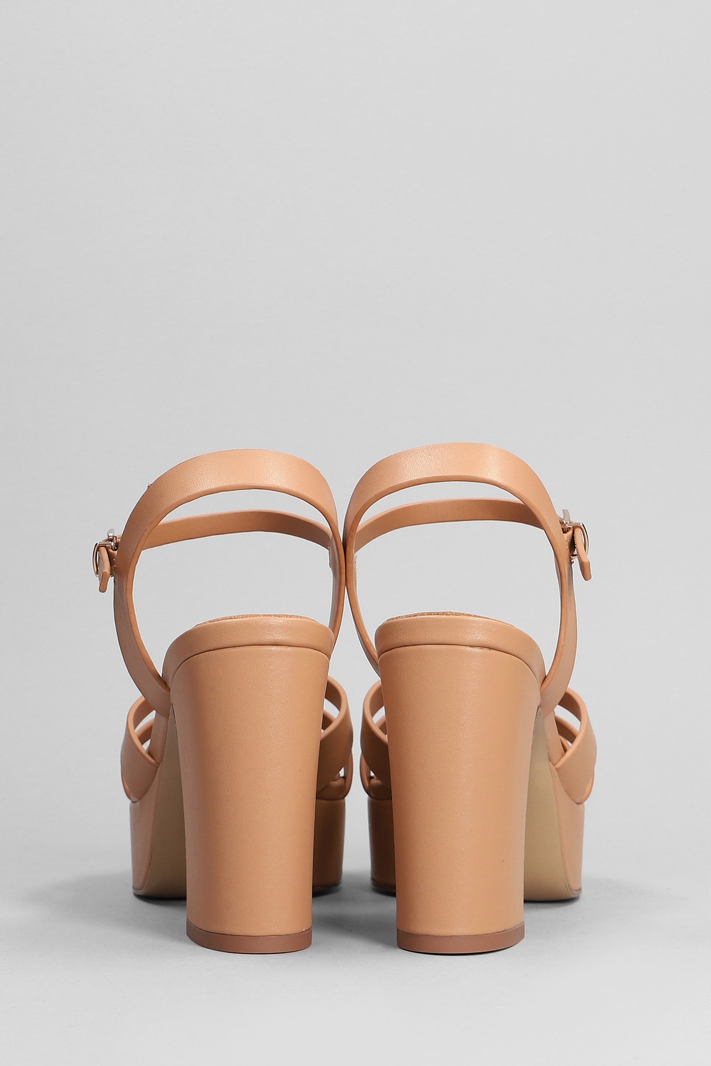 Shop Lola Cruz Aria Platform 95 Sandals In Camel Leather