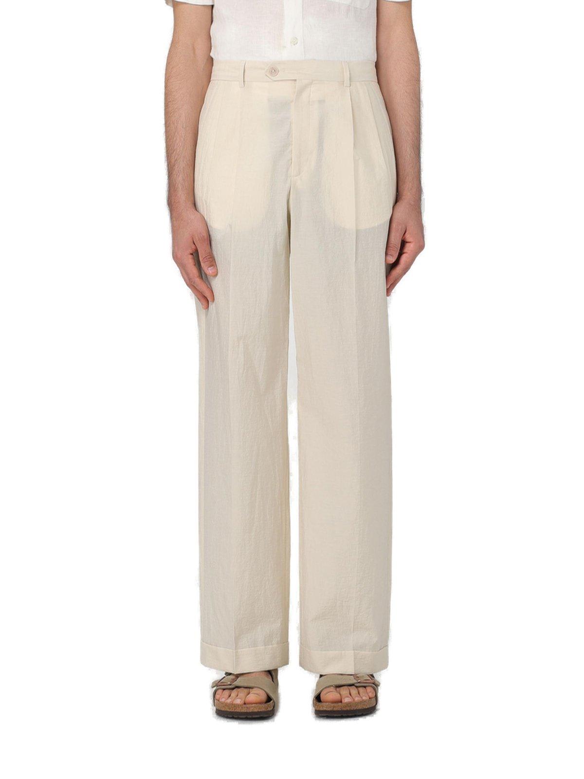Shop Apc Pleated Trousers In Neutrals