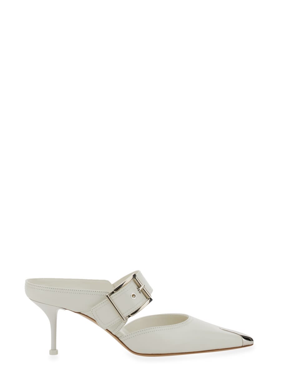 Shop Alexander Mcqueen Punk Sandal With Buckle In White