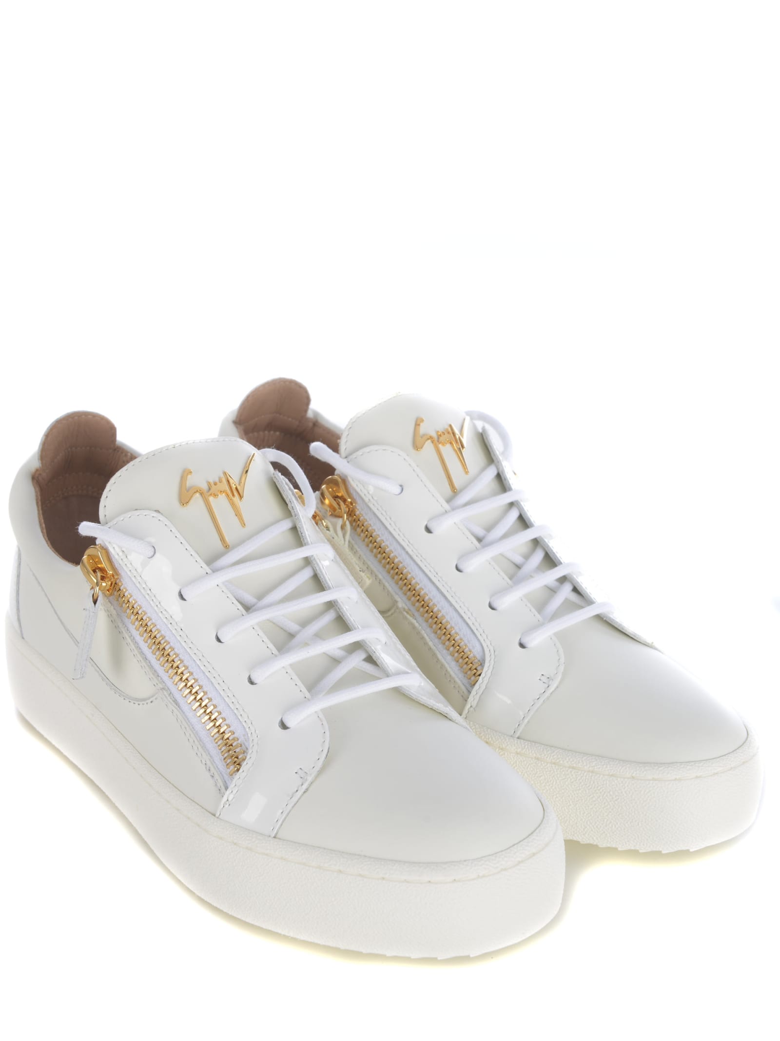 Shop Giuseppe Zanotti Sneakers  Frenkie In Leather In Bianco