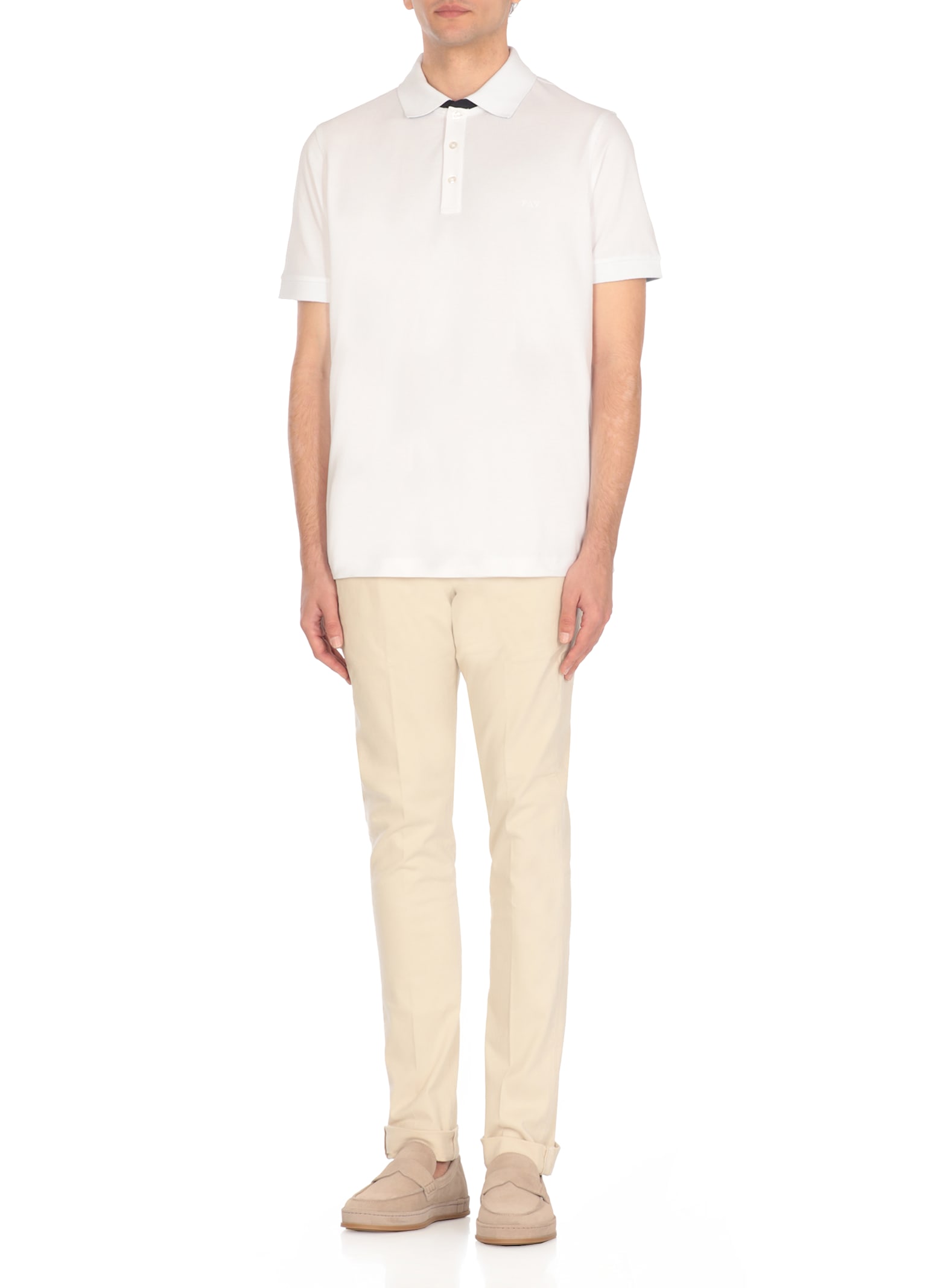 Fay Bicolor Db Collar Polo In White
