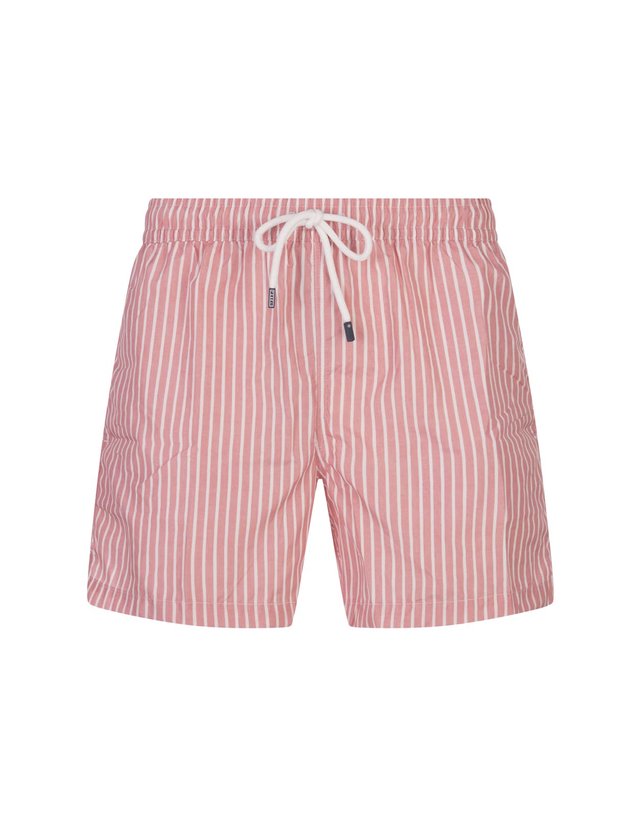 Pink And White Striped Swim Shorts