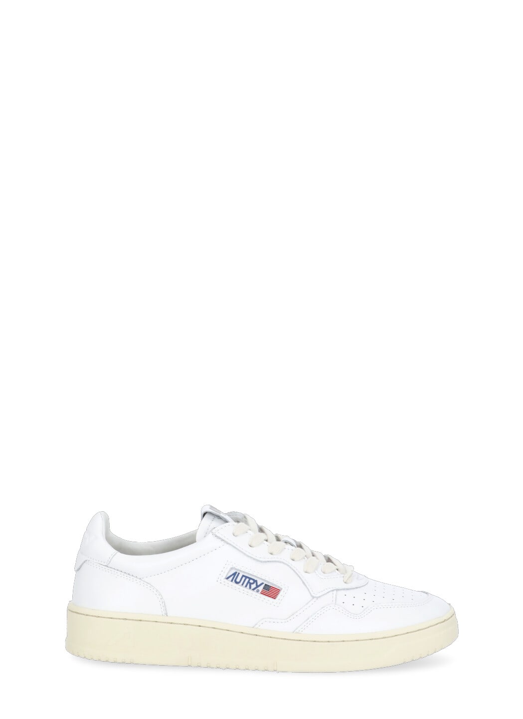 Autry Leather Low-top Sneakers With Perforated Toe Box In White