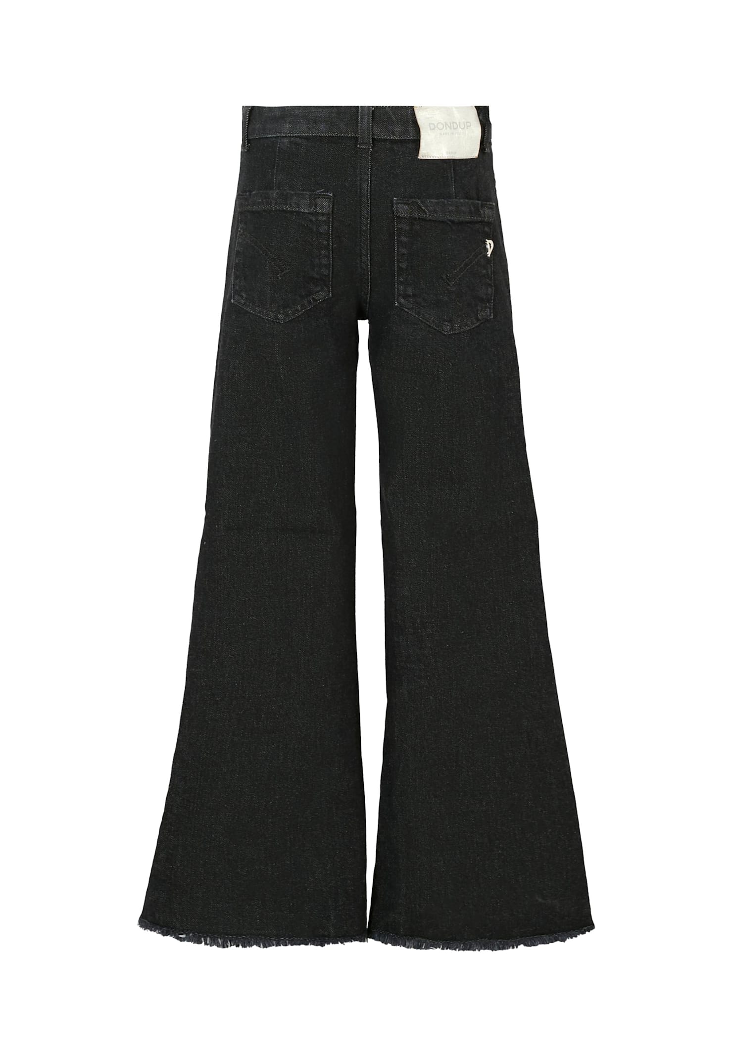 Dondup Black Jeans For Girl With Logo Patch In Gray