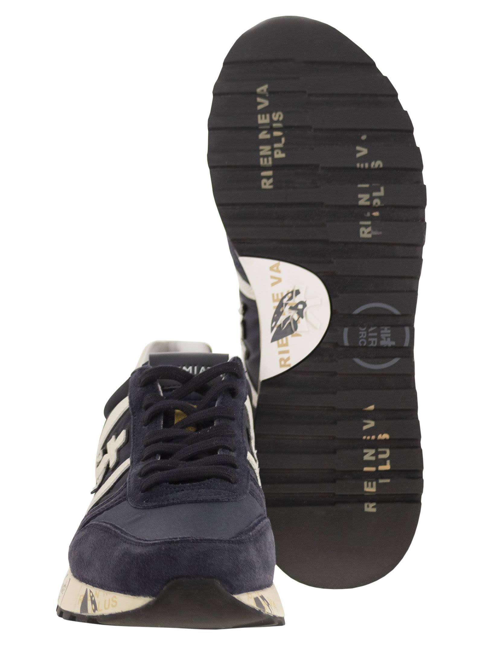 Premiata Casual Low Top Sneakers With Contrast Sole In Black