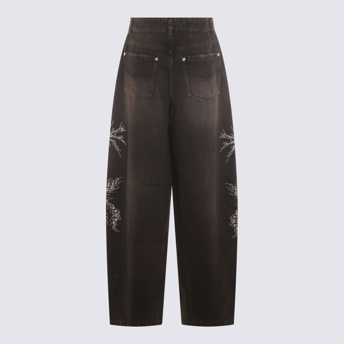Blumarine Black Jeans With Belt Loops And Embroidery On The Front In Denim Woman In Black