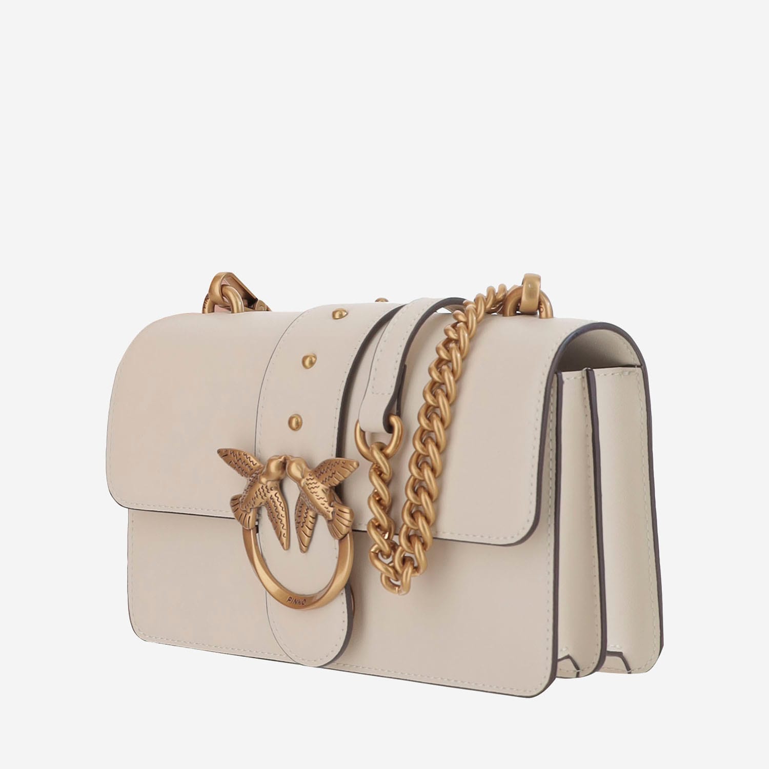 Pinko Structured Flap Closure Shoulder Bag With Gold Emblem
