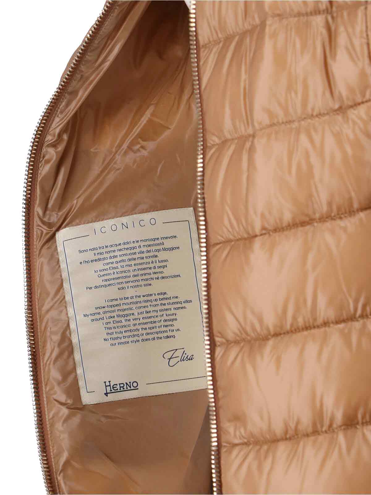 Herno Quilted Long Length Jacket With Detachable Collar In Brown