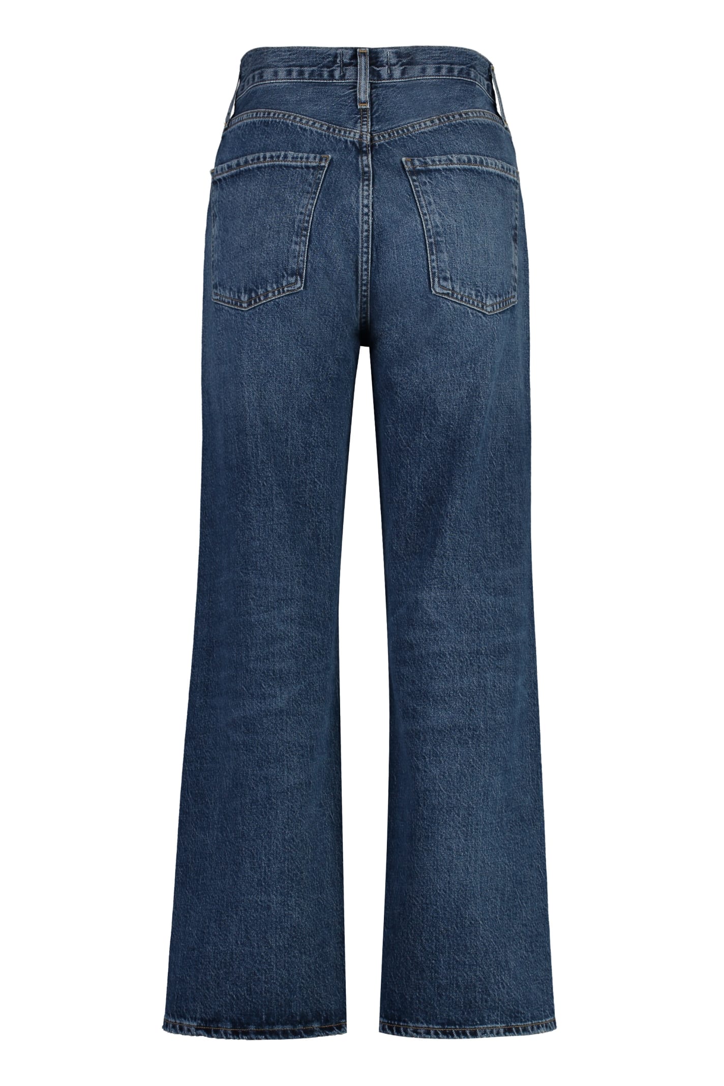 Shop Agolde Ren 5-pocket Straight-leg Jeans In Denim