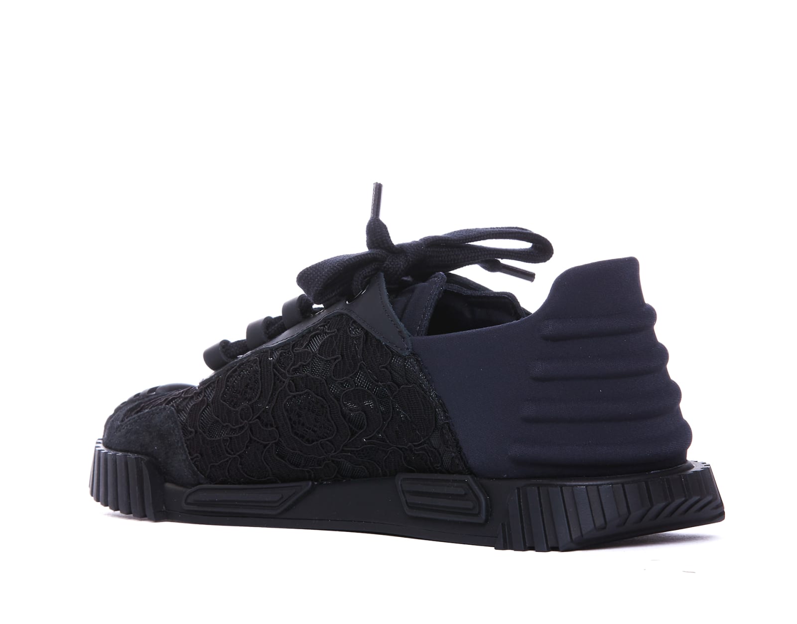 Shop Dolce & Gabbana Lace Ns1 Sneakers In Black