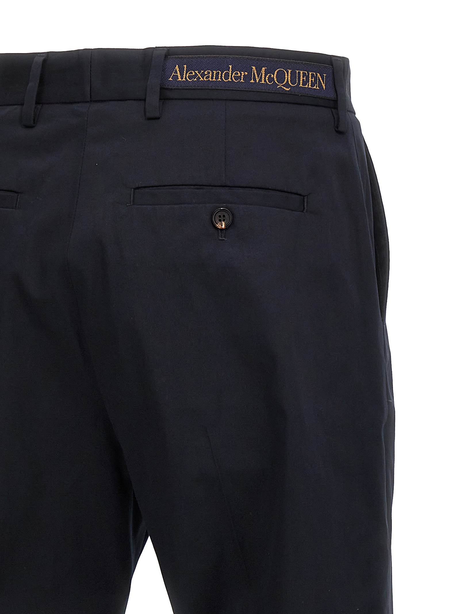 Shop Alexander Mcqueen Camera Strap Chino Trousers In Blue