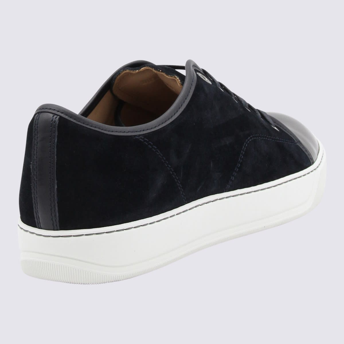 Shop Lanvin Dark Blue Suede Dbb1 Sneakers
