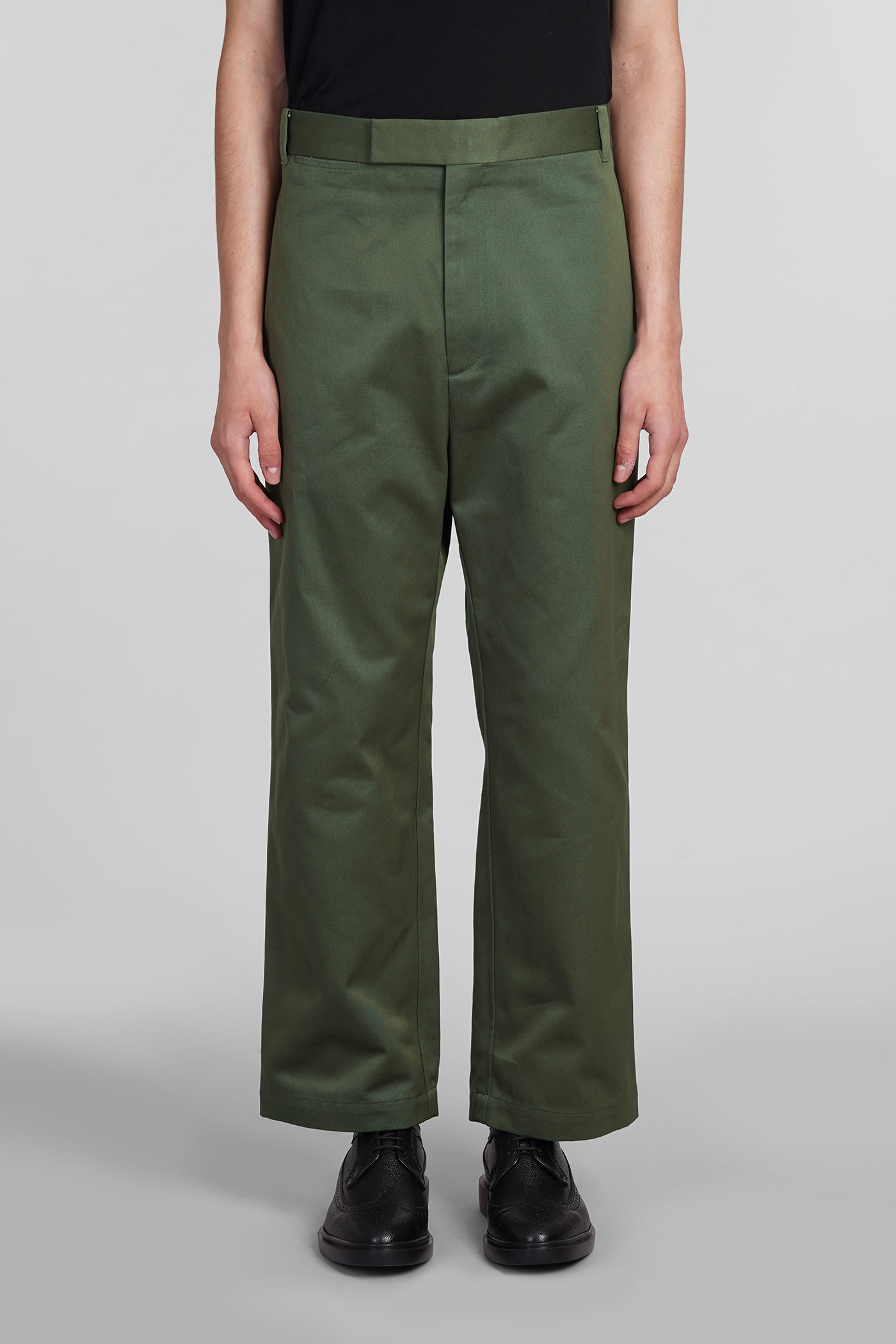 Shop Thom Browne Pants In Green Cotton