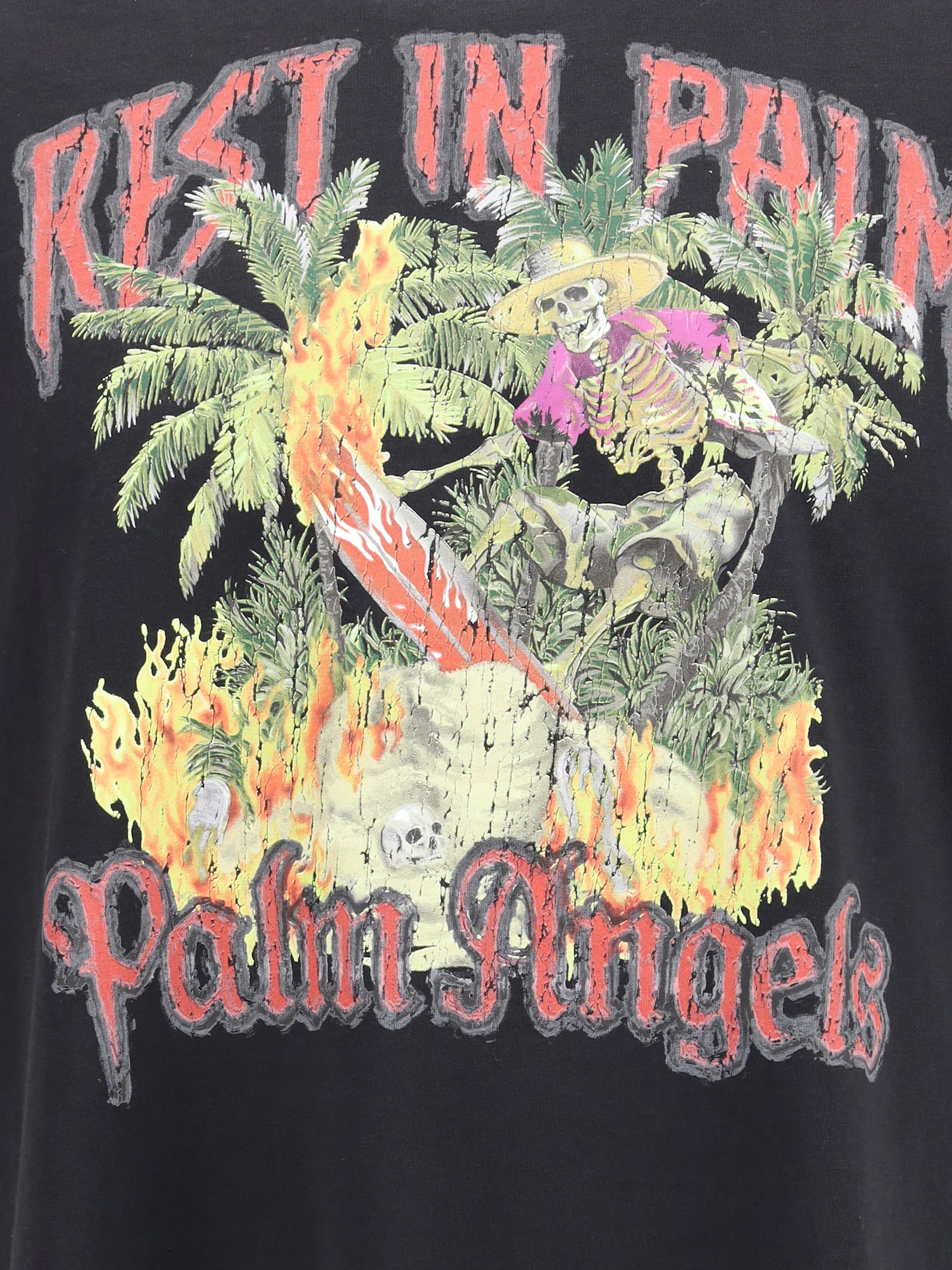 Palm Angels Rest And Relax Graphic Cotton T-shirt In Black