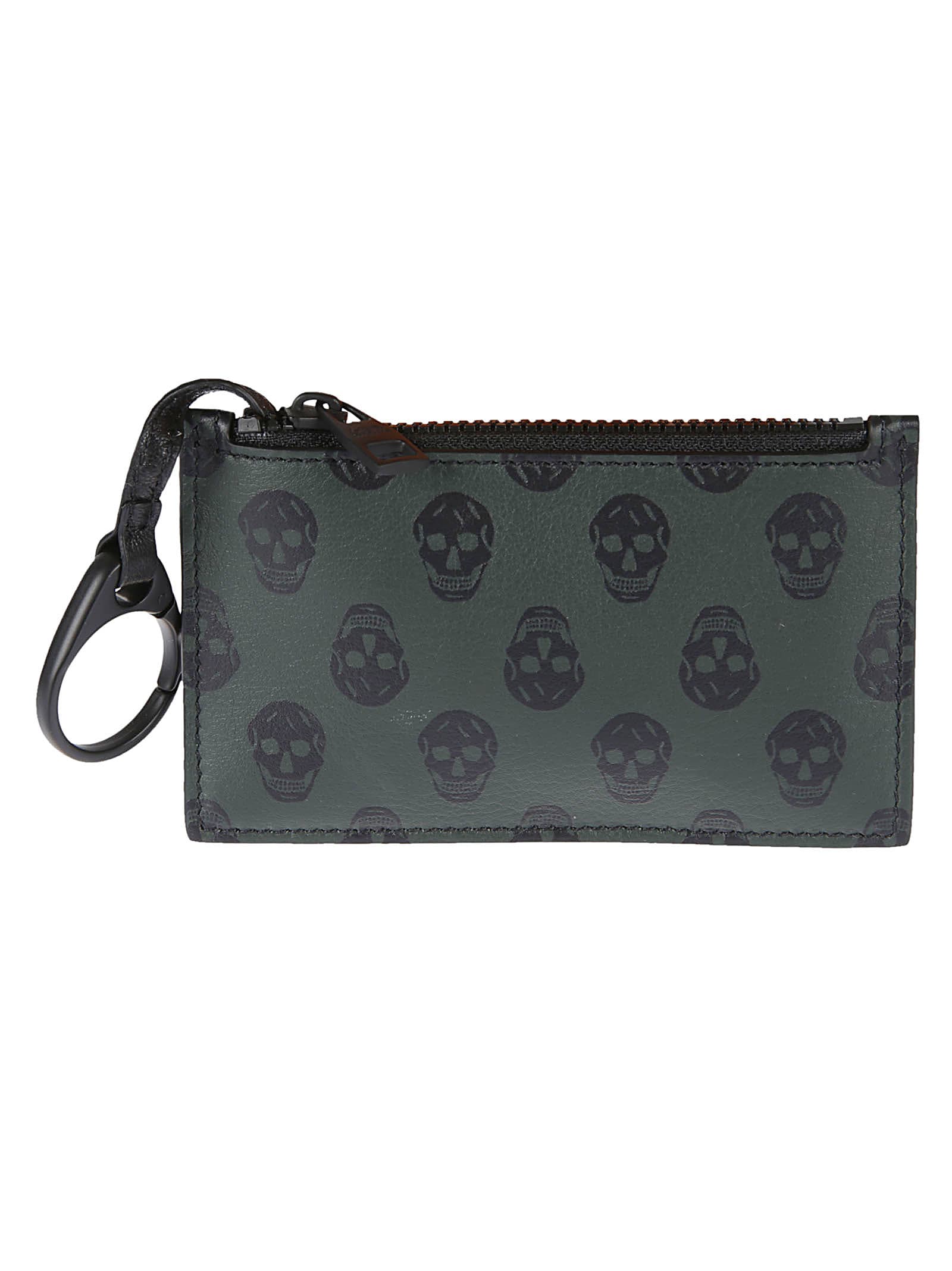 Shop Alexander Mcqueen Zip-coin Card Holder In Green/black