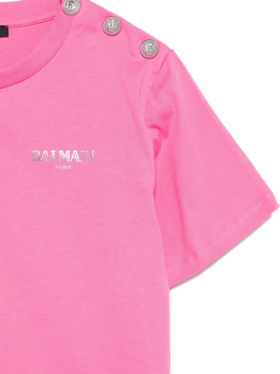 Balmain T-shirt Con Logo In Pink