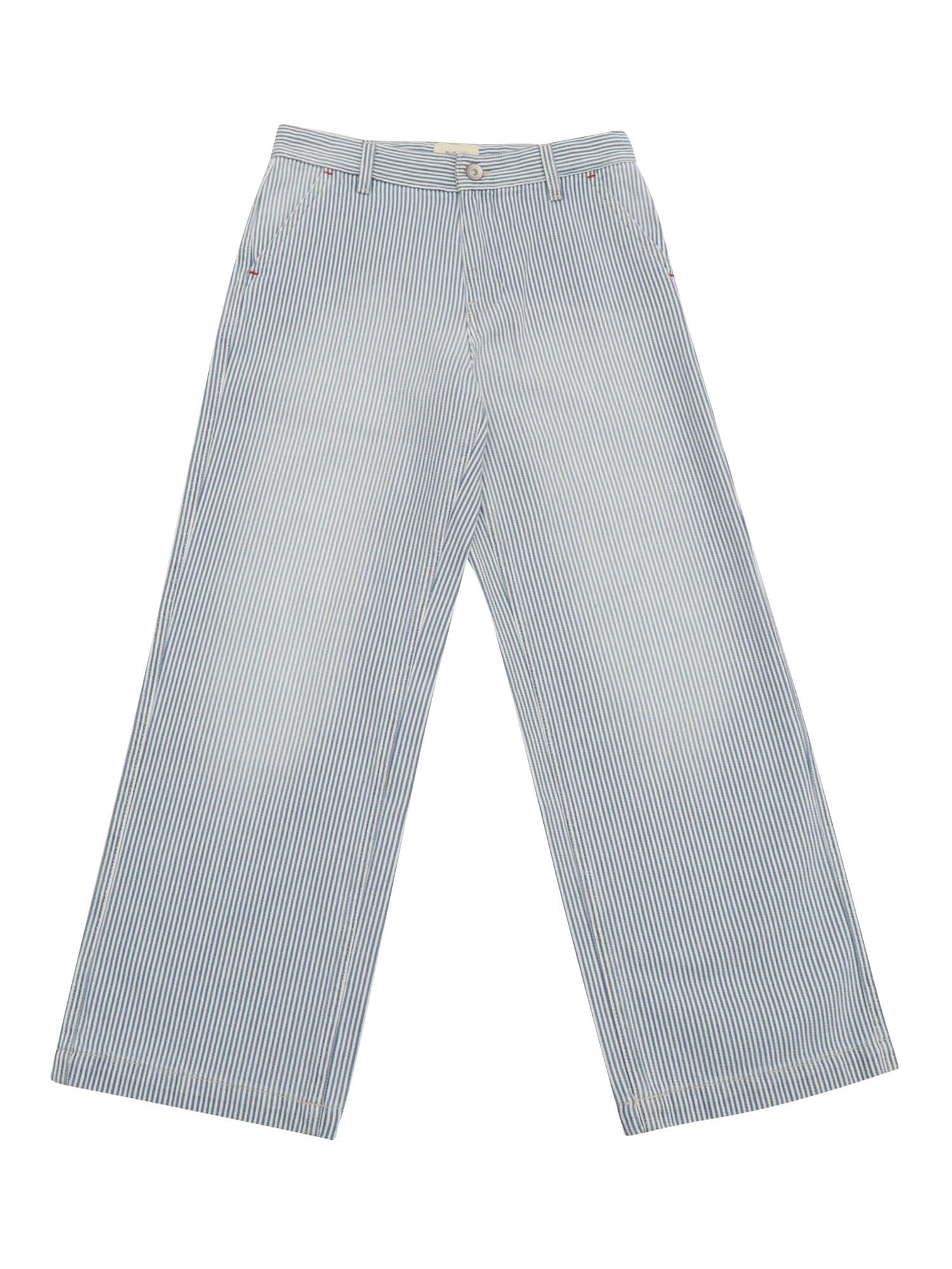 Bellerose Striped Cotton Trousers In Gray