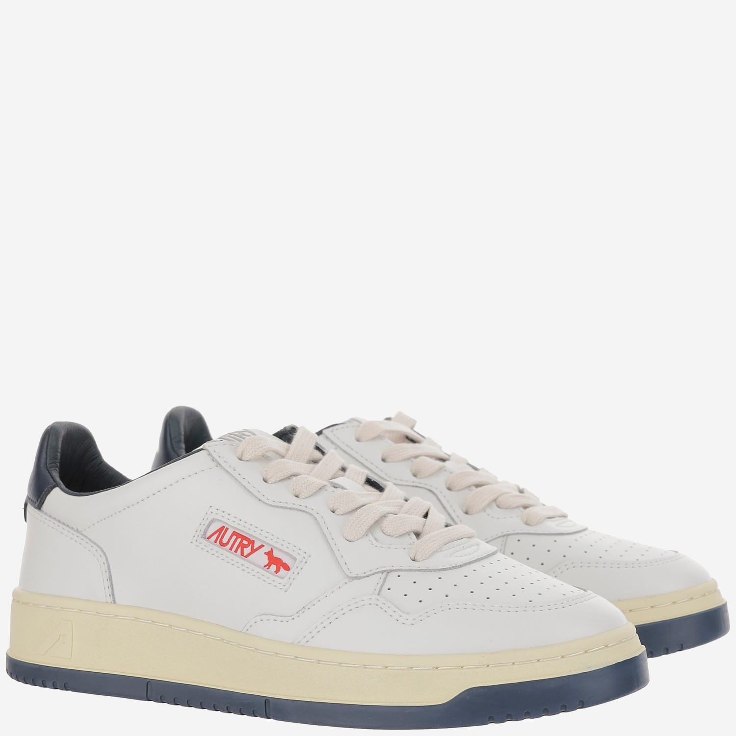 Autry X Maison Kitsune Medalist Low Top Sneakers In White