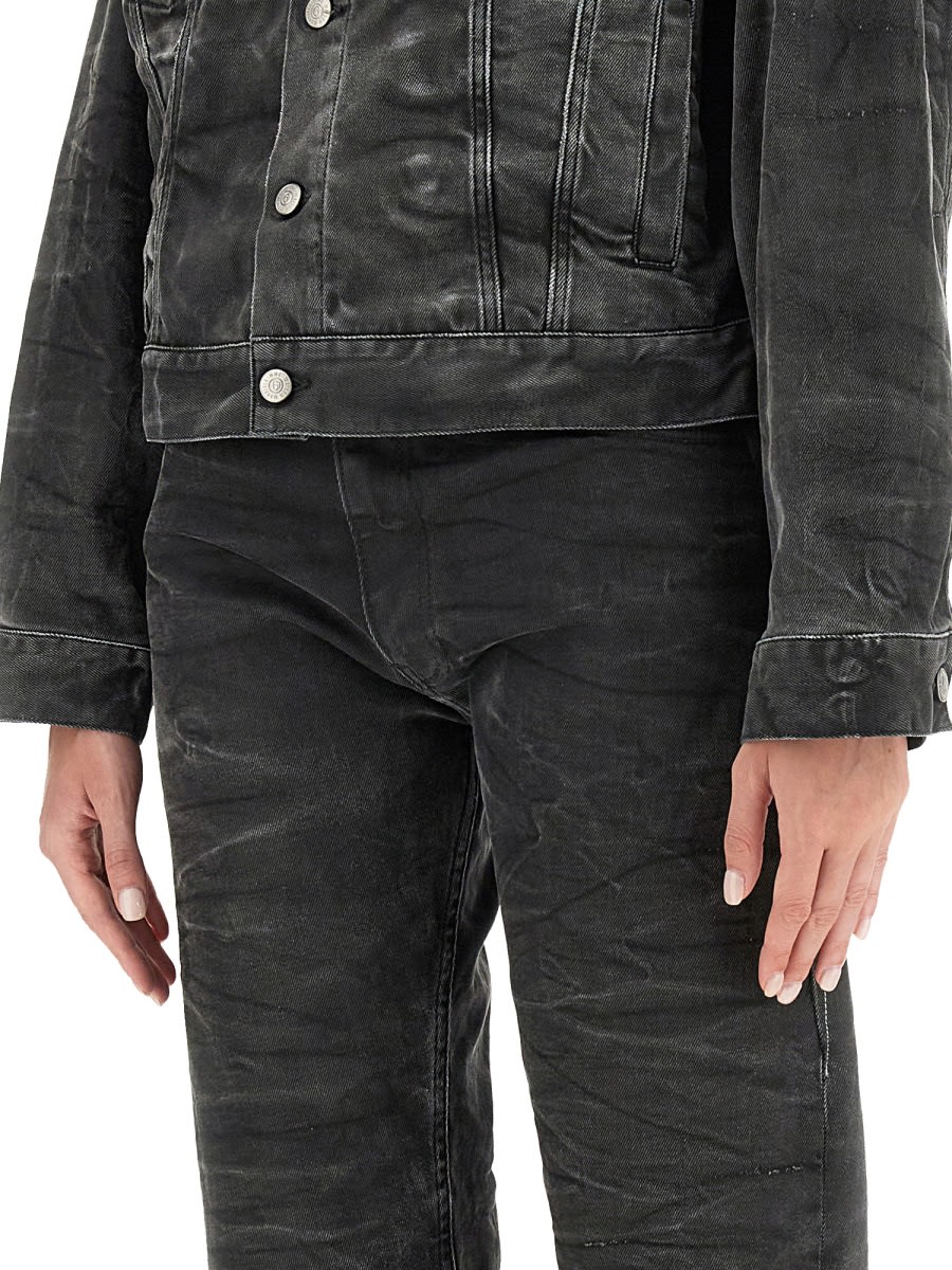 Mm6 Maison Margiela Distressed Denim Jacket In Black