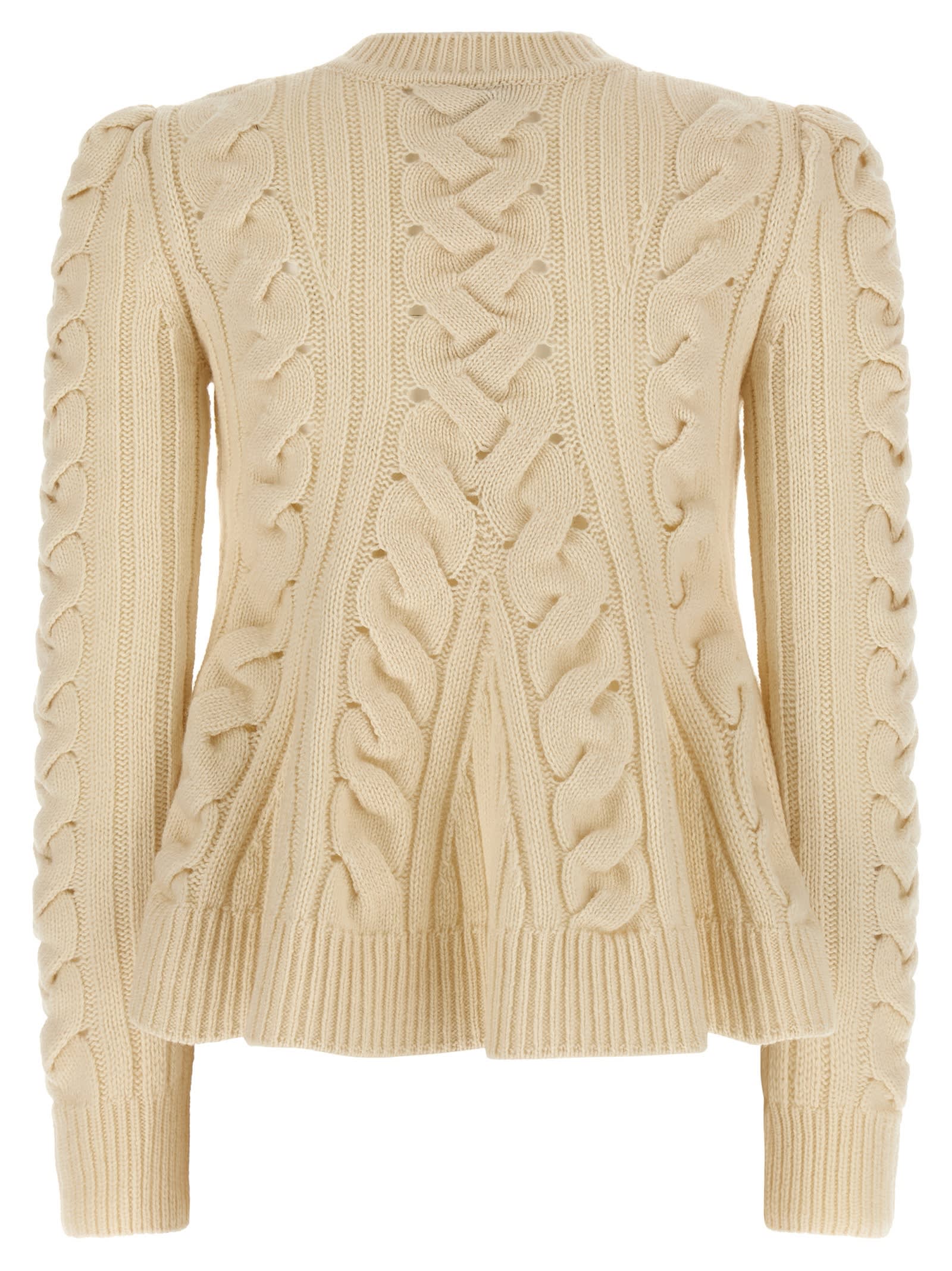 Alexander Mcqueen Wool And Cashmere Cable Sweater Clothing In Neutral