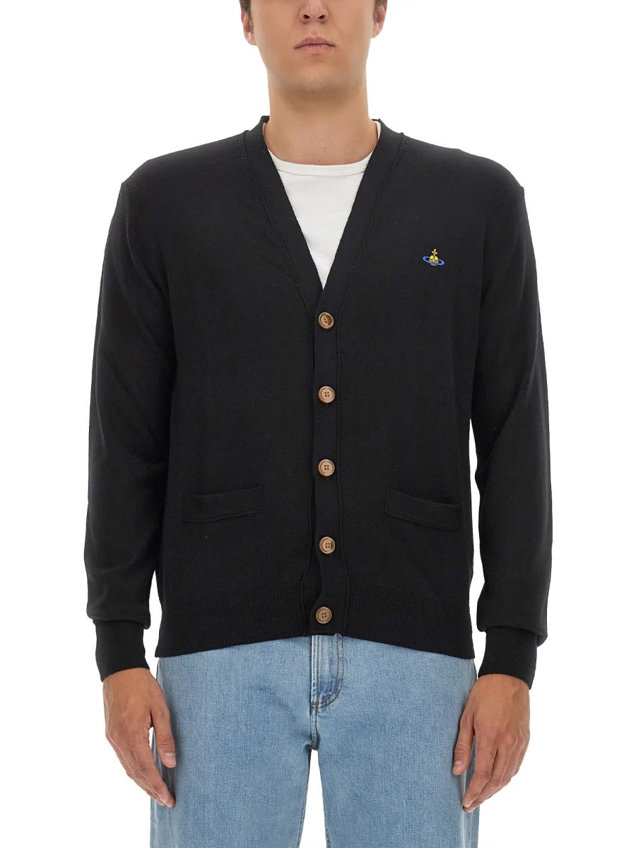 Shop Vivienne Westwood Cardigan With Logo In Black