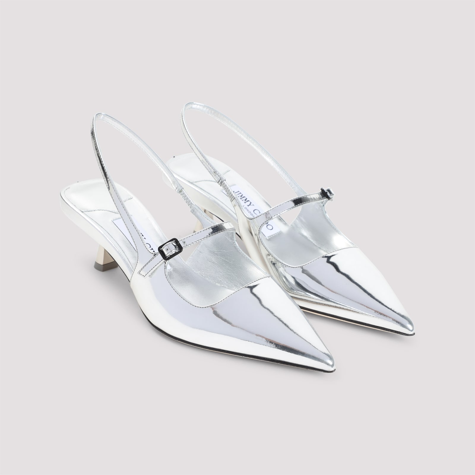 Jimmy Choo 'didi 45' Gold Colored Pumps With Patent Finish In Silver