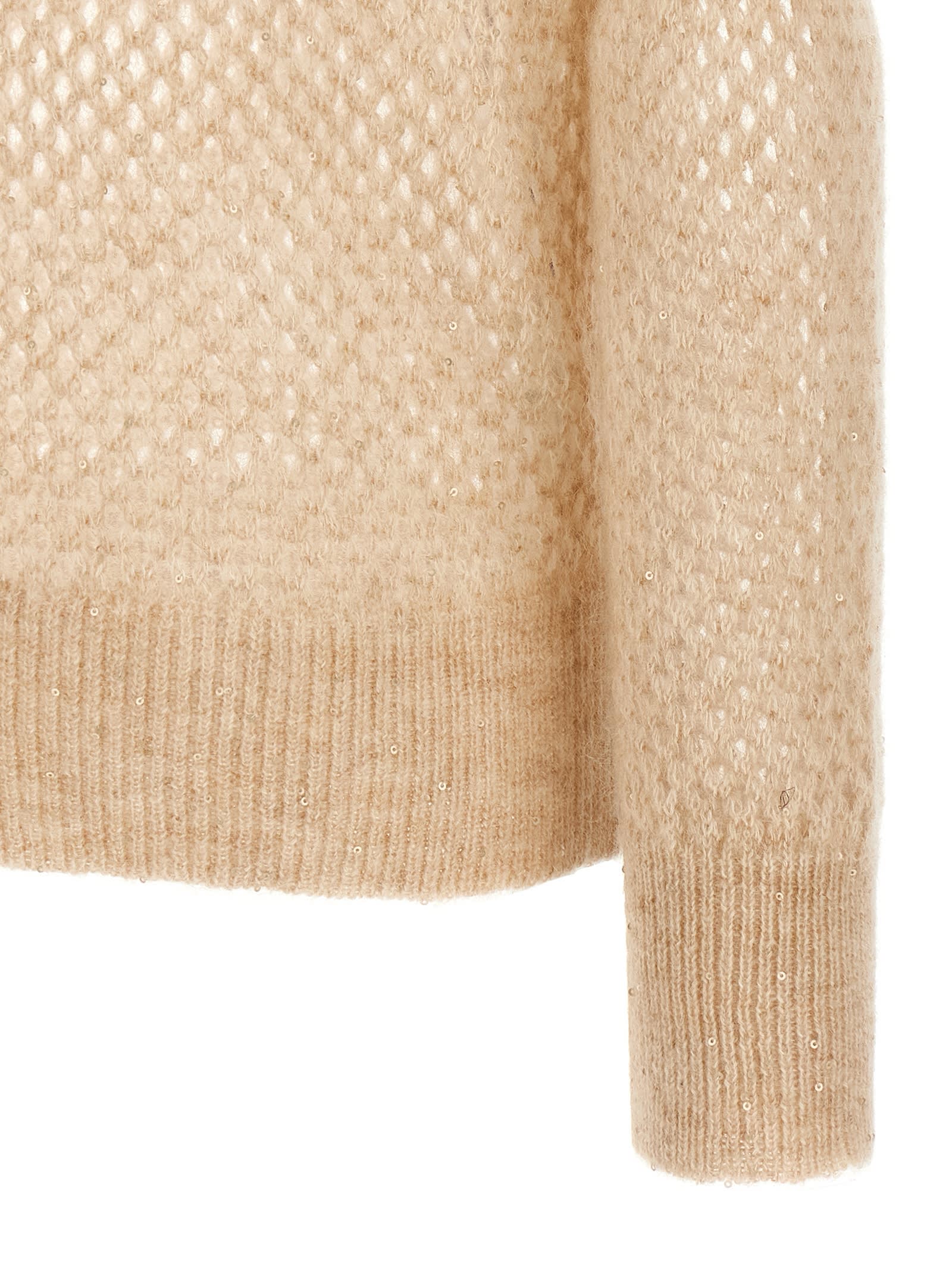 Brunello Cucinelli Rustic Dazzling Net Sweater In Neutral