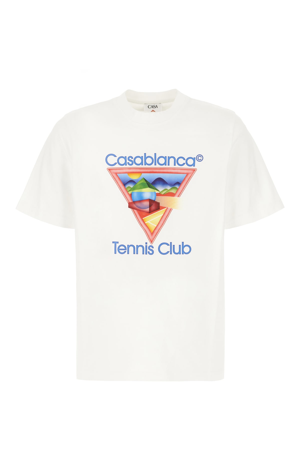 Casablanca White Crewneck T-shirt With Logo On The Front In Cotton Man In White