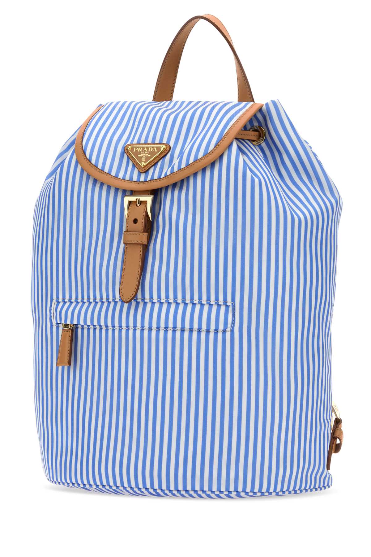 Shop Prada Printed Re-nylon Backpack In Celestenatura