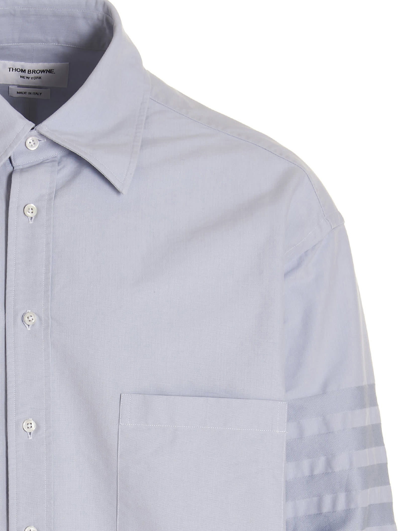 Shop Thom Browne 4 Bar Shirt In Clear Blue