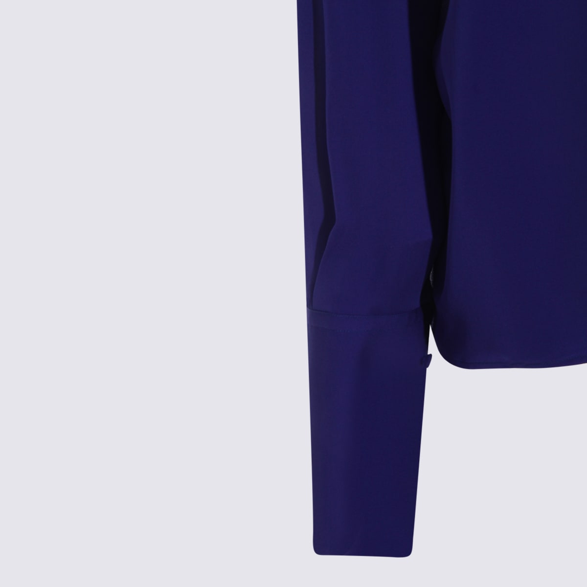 Tom Ford Long Sleeve High Neck Top With Back Pleat In Blue