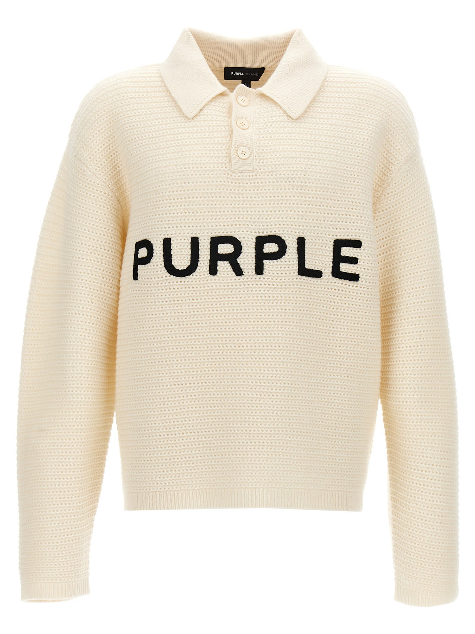 Shop Purple Brand Logo Embroidery Sweater In White