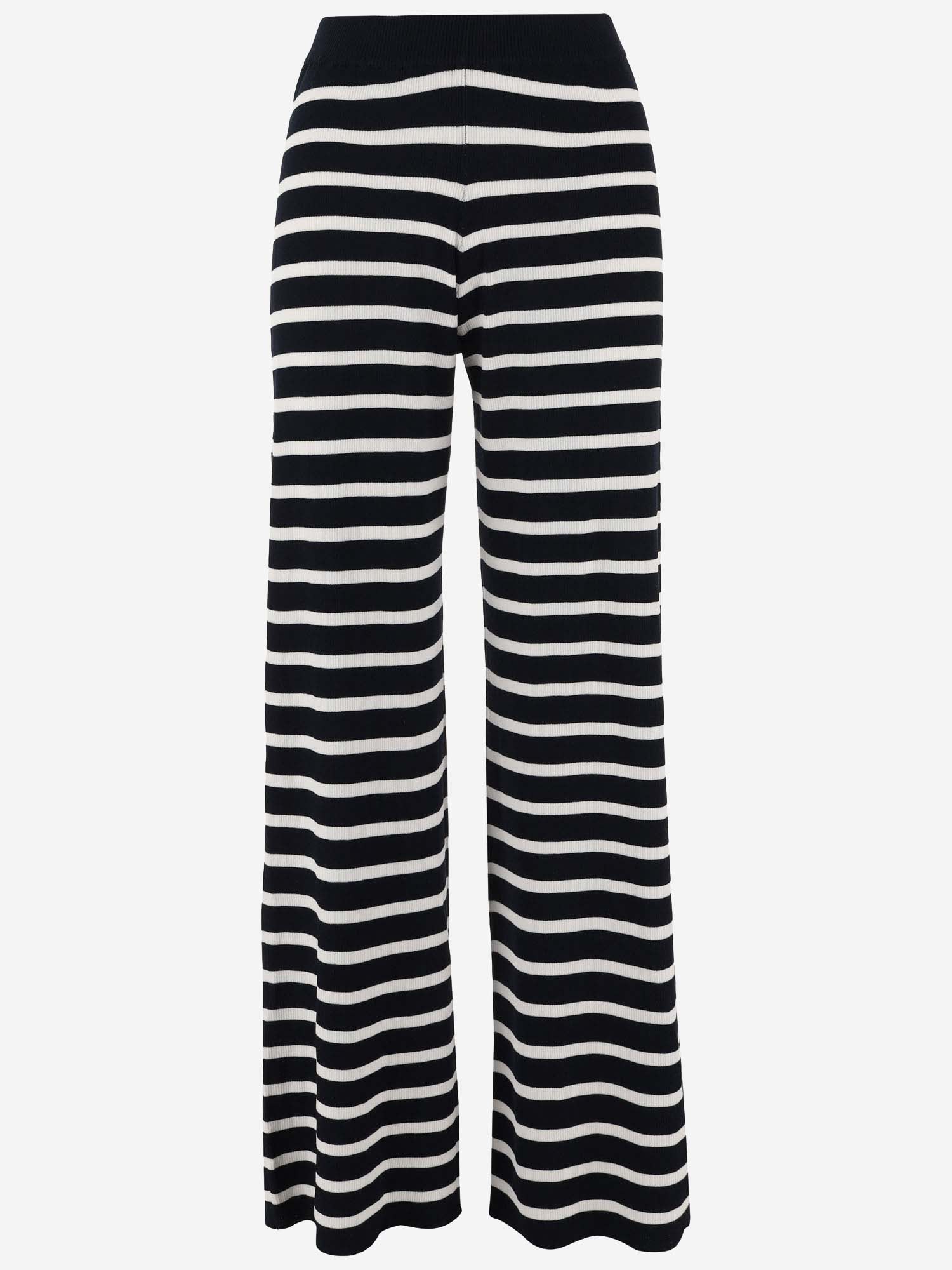 Wild Cashmere Viscose Blend Pants With Striped Pattern In Black